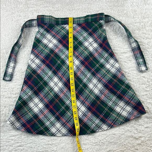 Vintage tartan plaid green, white, red, blue wrap skirt, girls size 12 or XS - Picture 3 of 5